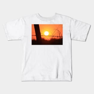 Bright Orange  Fence Line Sunset Kids T-Shirt